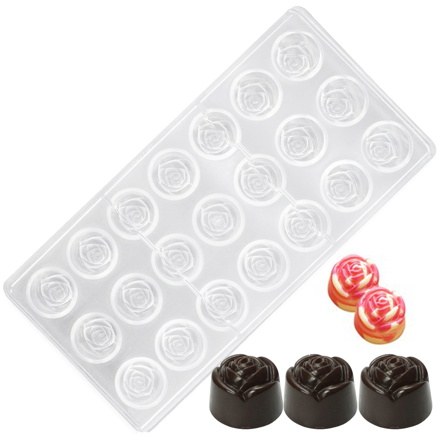 Kitchen Accessories For Baking - 21穴ローズスタイル透明硬質プラスチックチョコレート型キャンディーDIY作成ツール家庭用キッチンベーキングアクセサリー