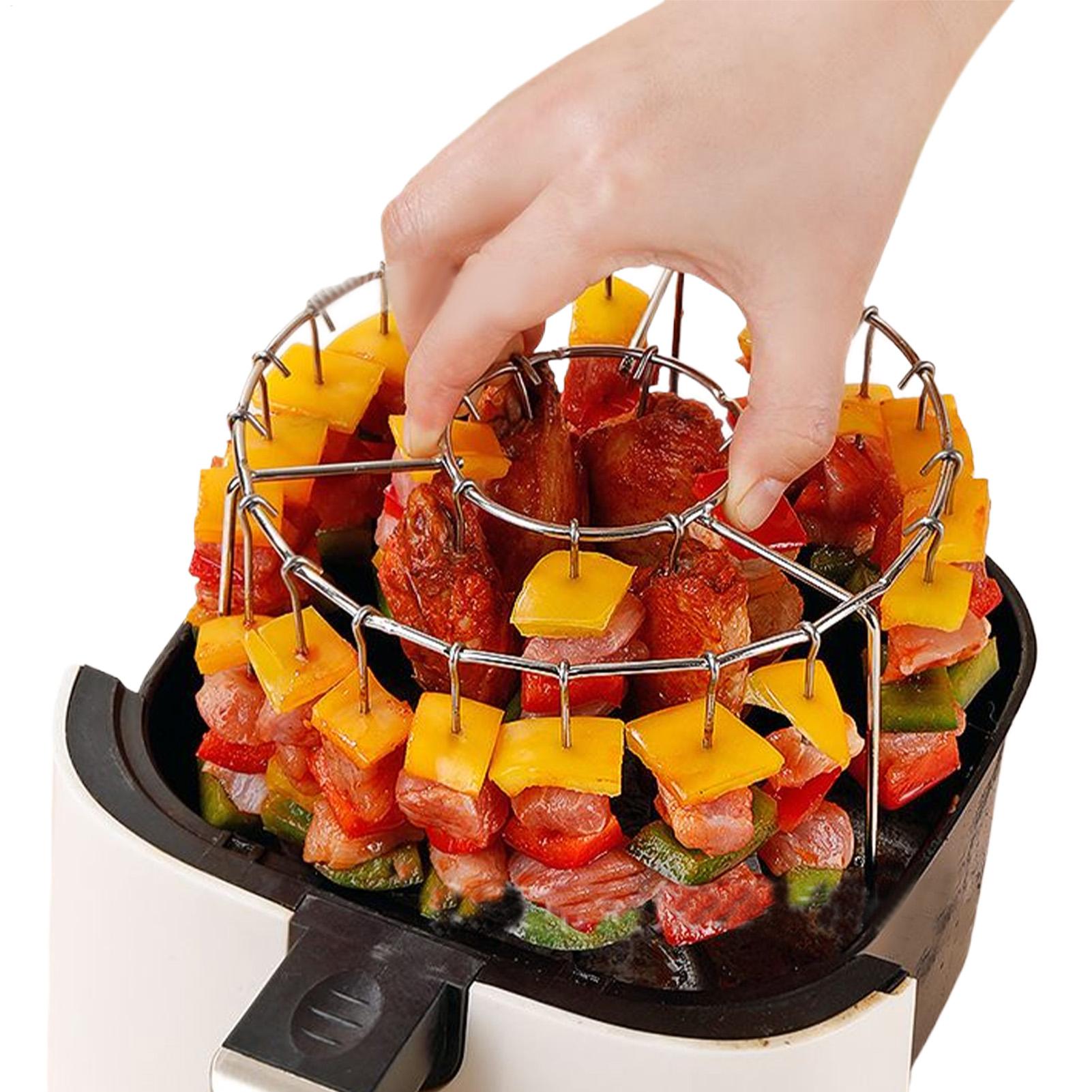 Kitchen Baking Tray Rack - エアフライヤーバーベキューラック エアフライヤー串焼きラック 食材準備 グリル調理 ステンレス製グリル串スタンド 防錆加工