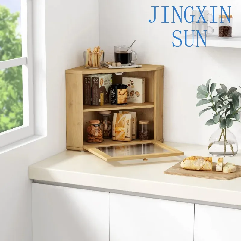 2段式竹製コーナーブレッドボックス、キッチンカウンター用、パ - Kitchen Baking Corner のレビューと価格