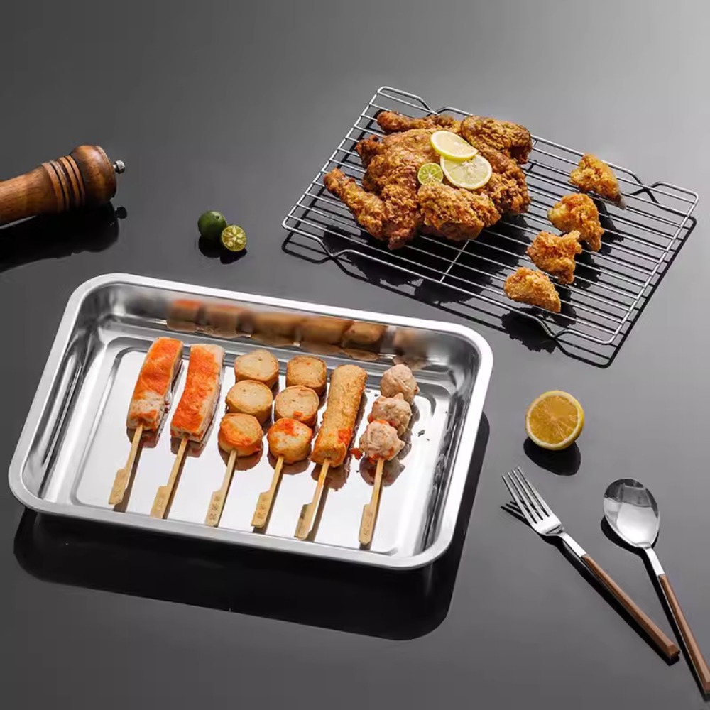 ステンレス製ベーキングトレイ（冷却ラック付き）深型パン、油切 - Kitchen Baking Tray Rack のレビューと価格
