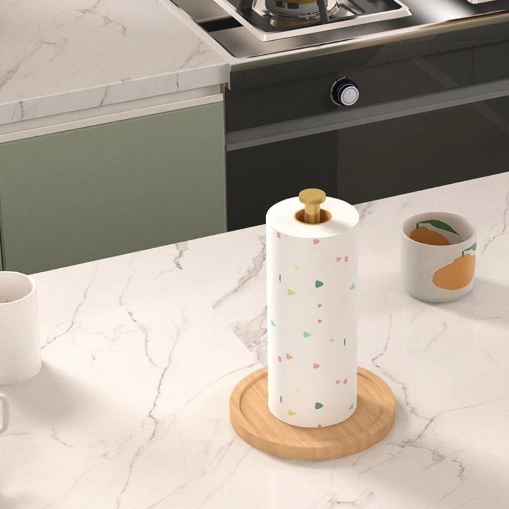 モダンな木製ベースのキッチンペーパーホルダー、滑り止めデスク - Kitchen Baking Paper Holder のレビューと価格