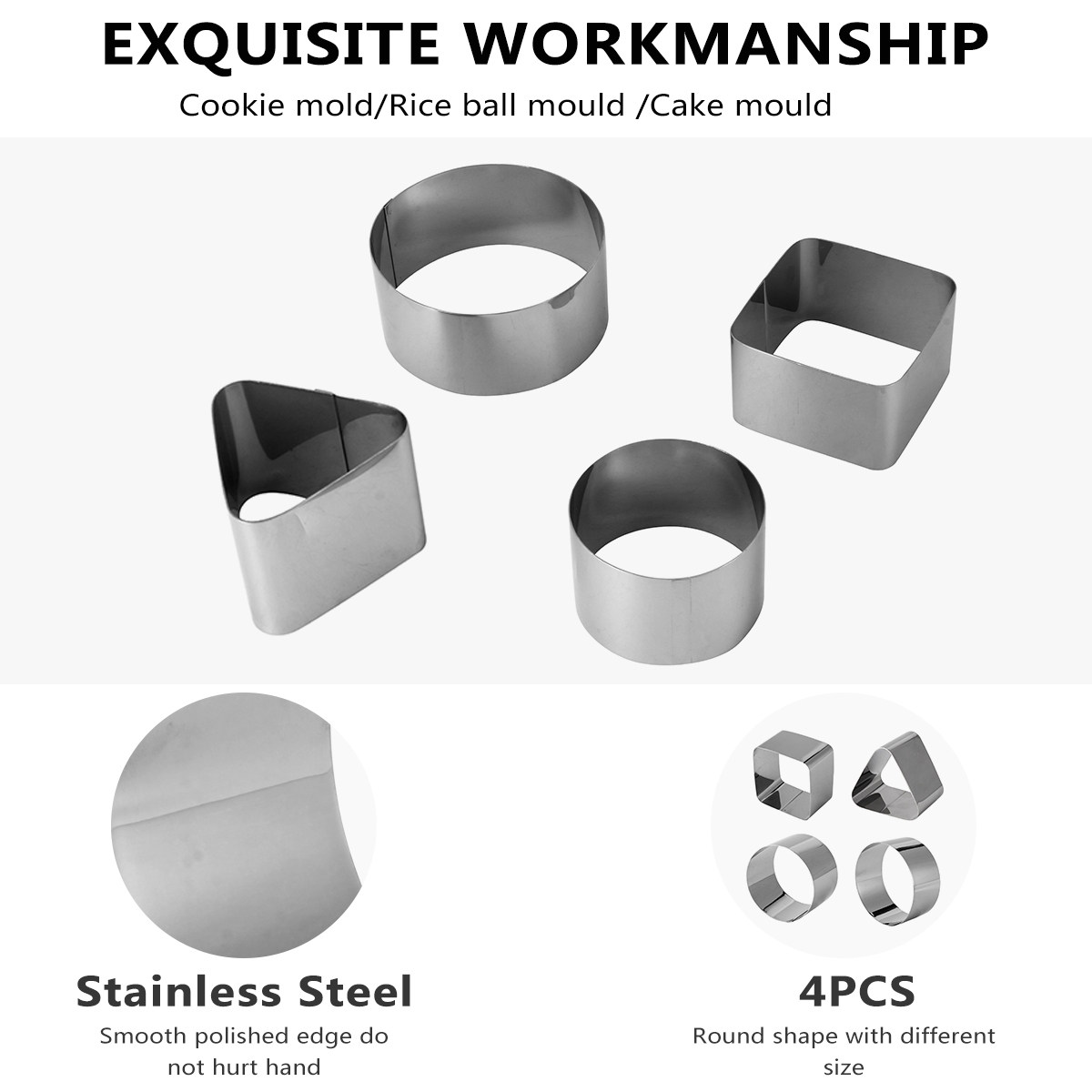 ステンレス製ムースリング型4個組。お菓子作りやケーキ作りに使 - Kitchen Accessories For Baking のレビューと価格