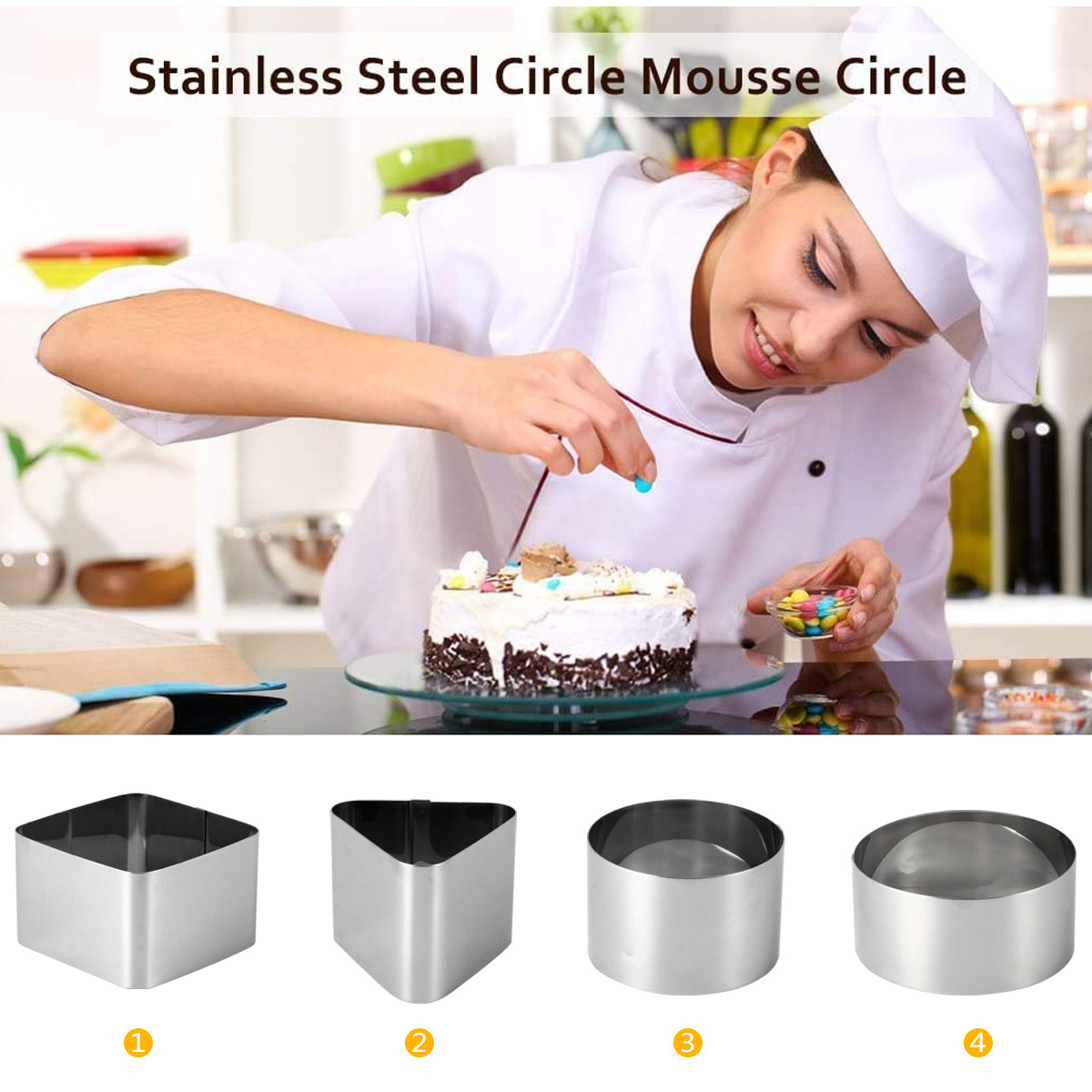 ステンレス製ムースリング型4個組。お菓子作りやケーキ作りに使 - Kitchen Accessories For Baking のレビューと価格