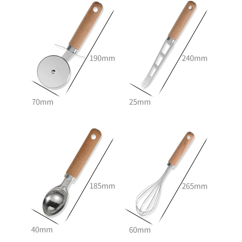 9 ピース/セットステンレス鋼キッチン用品セット木製ハンドル - Best Kitchen Baking Gadgets のレビューと価格
