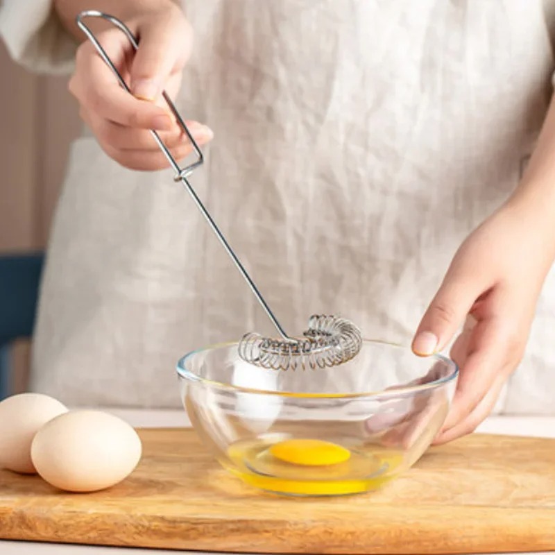 ステンレス鋼のポータブルスプリングエッグスターラー、手動抵抗 - Kitchen Baking Blender のレビューと価格