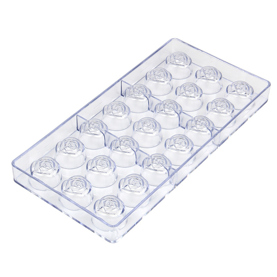 21穴ローズスタイル透明硬質プラスチックチョコレート型キャン - Kitchen Accessories For Baking のレビューと価格