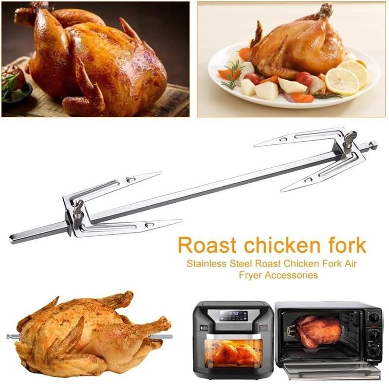 ステンレス鋼エアフライヤーフォークローストチキン串魚肉グリル - Kitchen Baking Tray Rack のレビューと価格