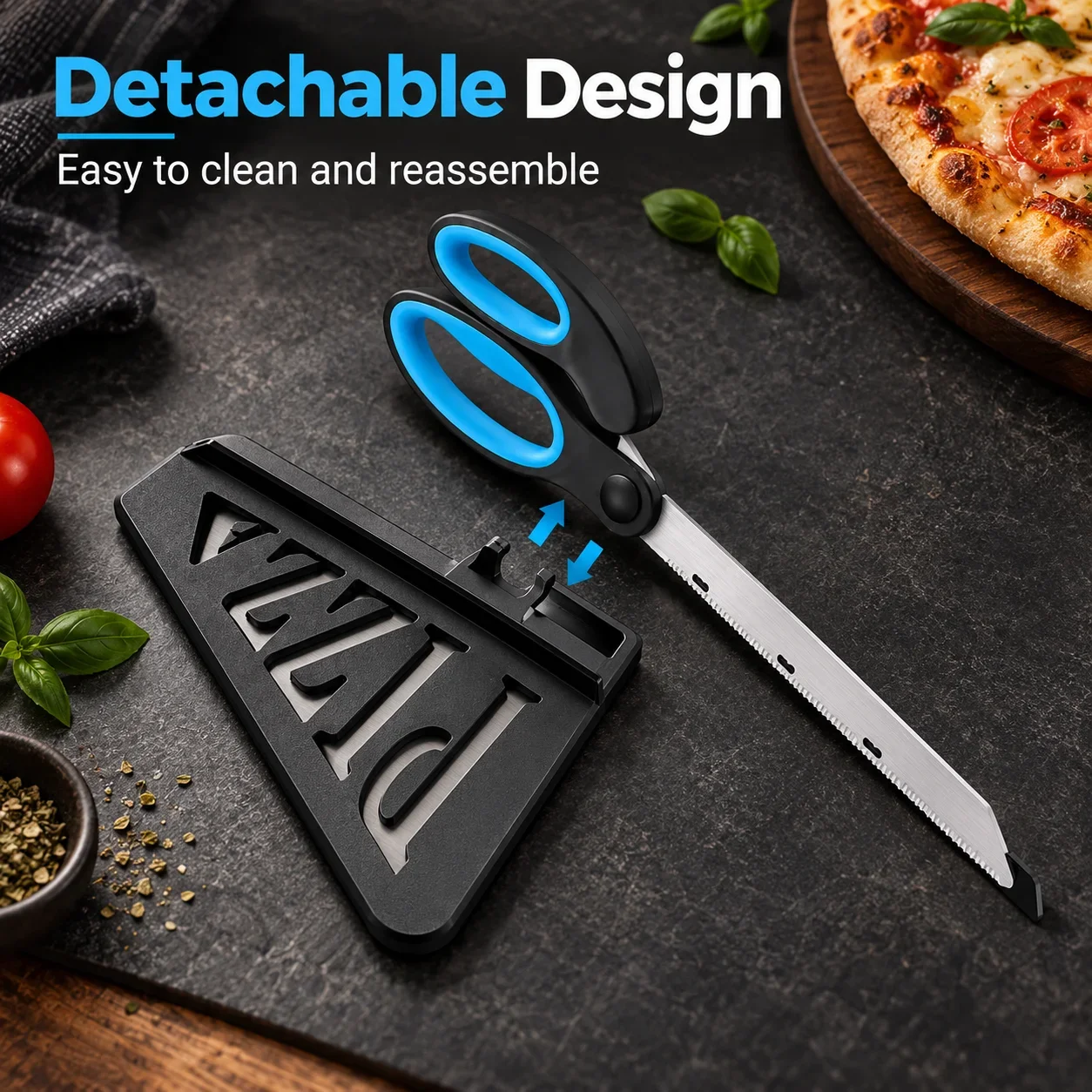 ステンレス製、刃が取り外し可能なピザ用ハサミ。ピザ用ヘラ付き - Kitchen Shears In Baking のレビューと価格