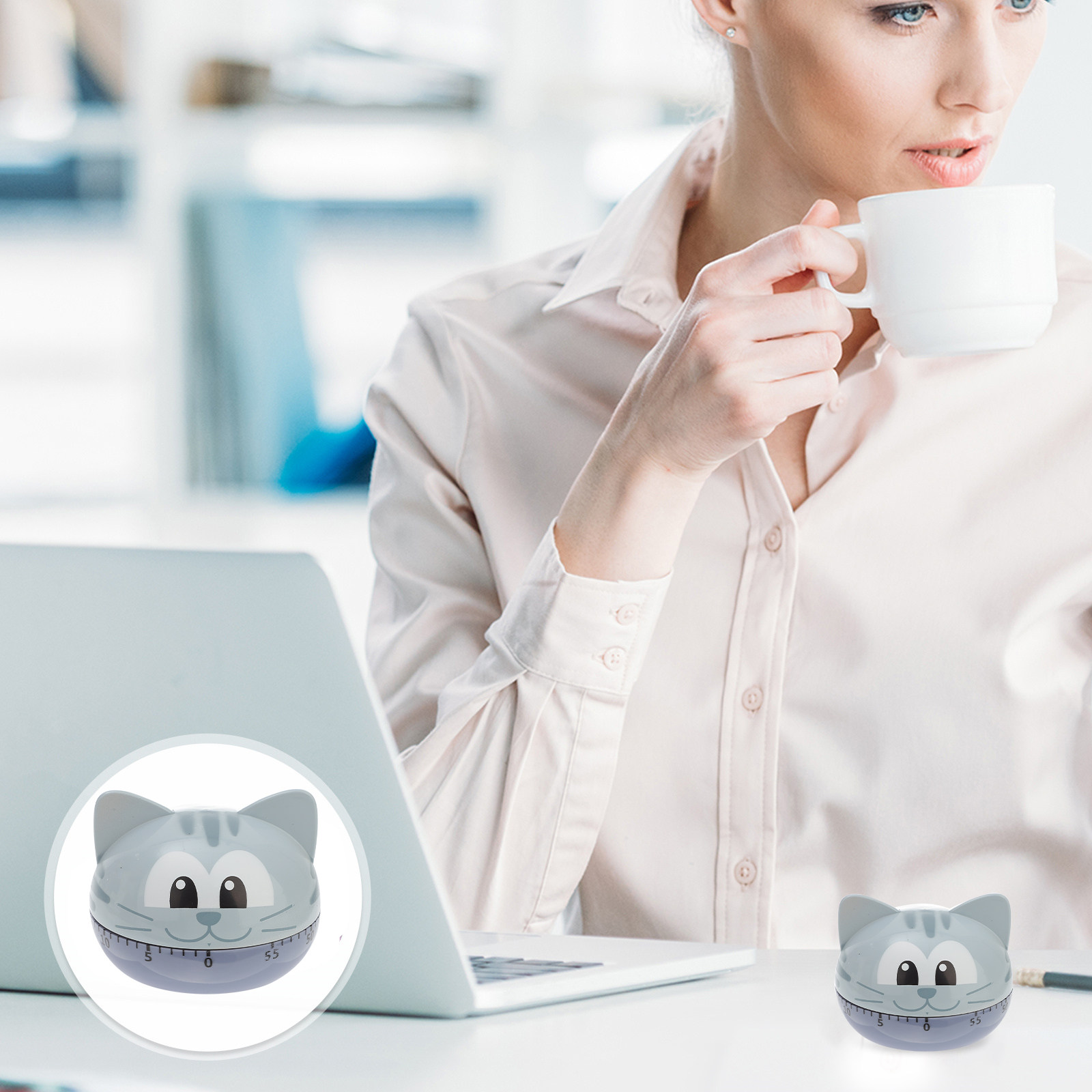 1個入り。漫画風の猫のデザインのキッチンタイマー。機械式アナ - Kitchen Baking Timer のレビューと価格