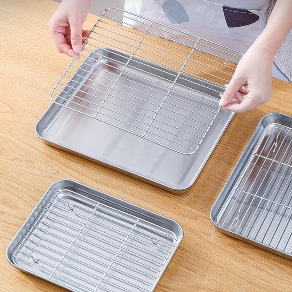 1セット ステンレス製オーブンベーキングパン グリルラックセ - Kitchen Baking Tray Rack のレビューと価格