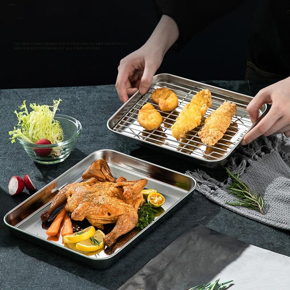 1セット ステンレス製オーブンベーキングパン グリルラックセ - Kitchen Baking Tray Rack のレビューと価格