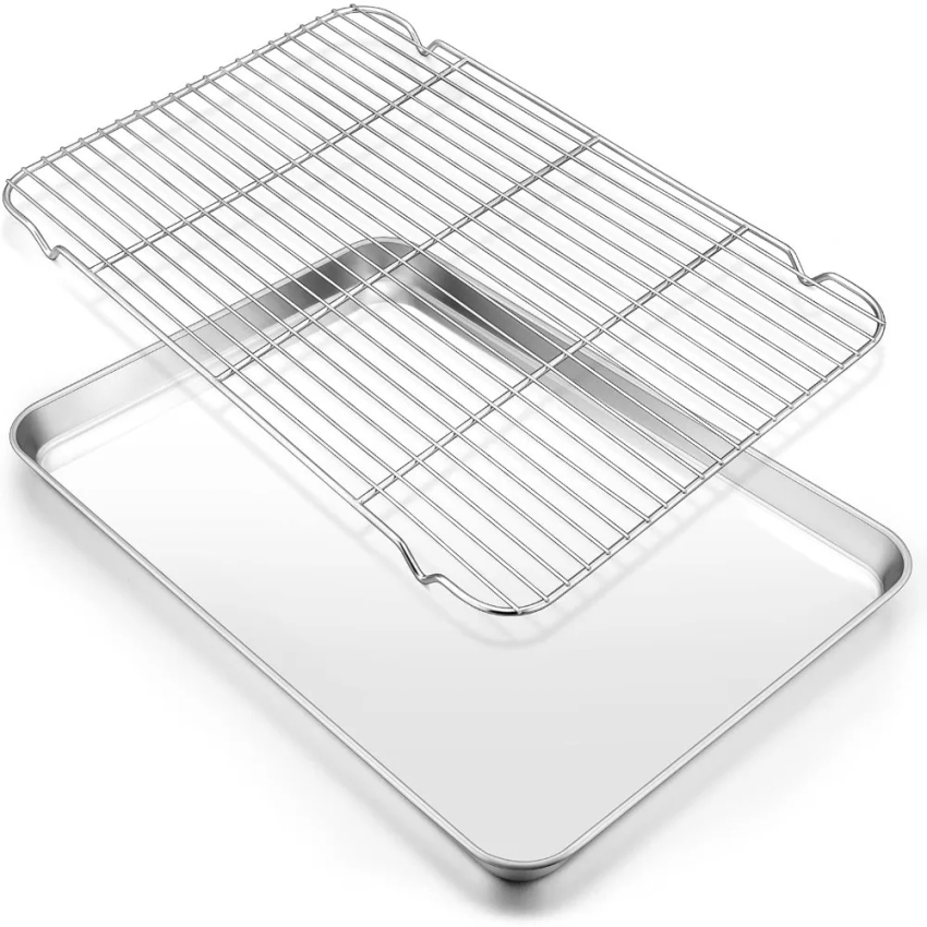 304ステンレス鋼製ベーキングトレイセット、グリルメタル長方 - Kitchen Baking Tray Rack のレビューと価格