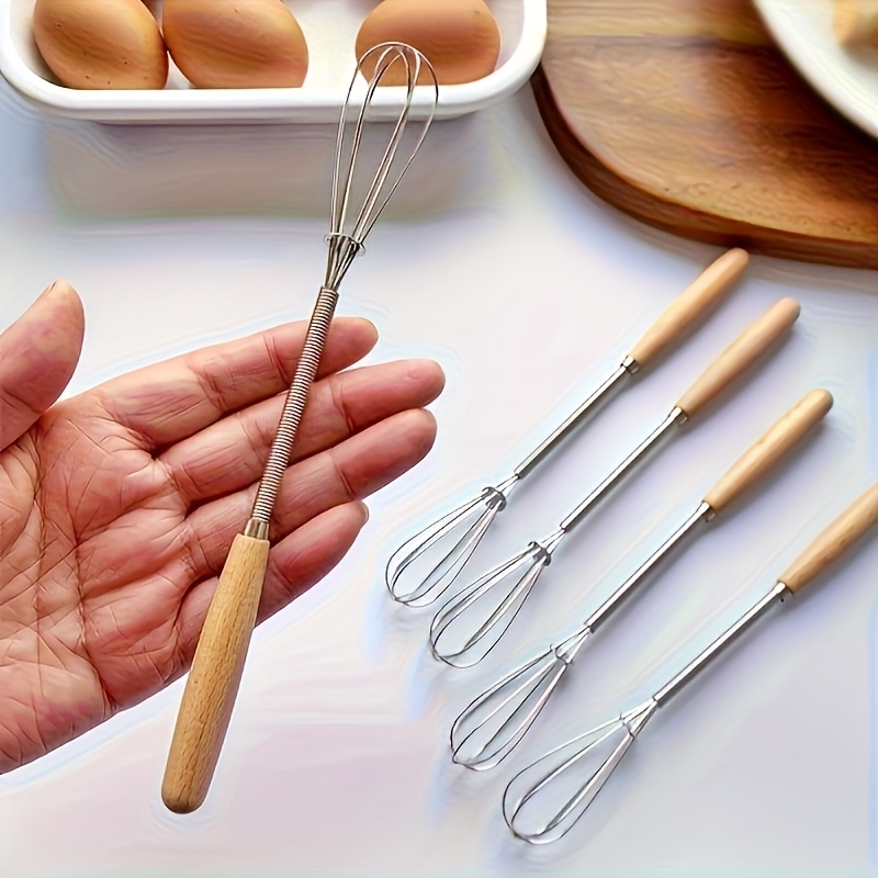 ステンレス製ミニエッグビーター、木製ハンドル、手動泡立て器、 - Kitchen Baking Must Haves のレビューと価格