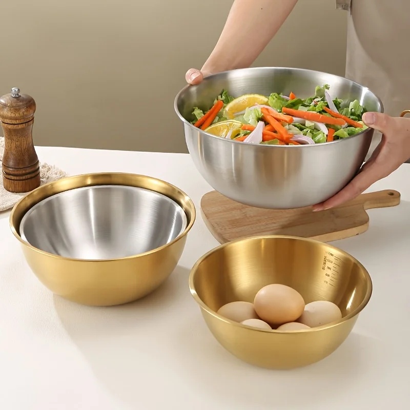 3個セット ステンレス製ミキシングボウル、混ぜる・こねる・焼 - Kitchen Accessories For Baking のレビューと価格